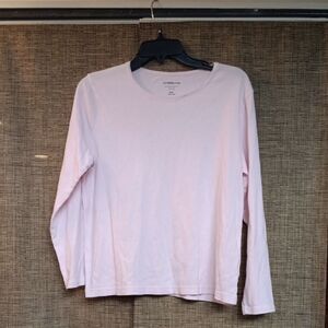 Croft And Barrow Long Sleeve Cotton  Tee Color Piggy Pink